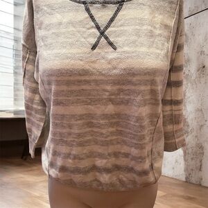 Striped Cream and Gray Sweater